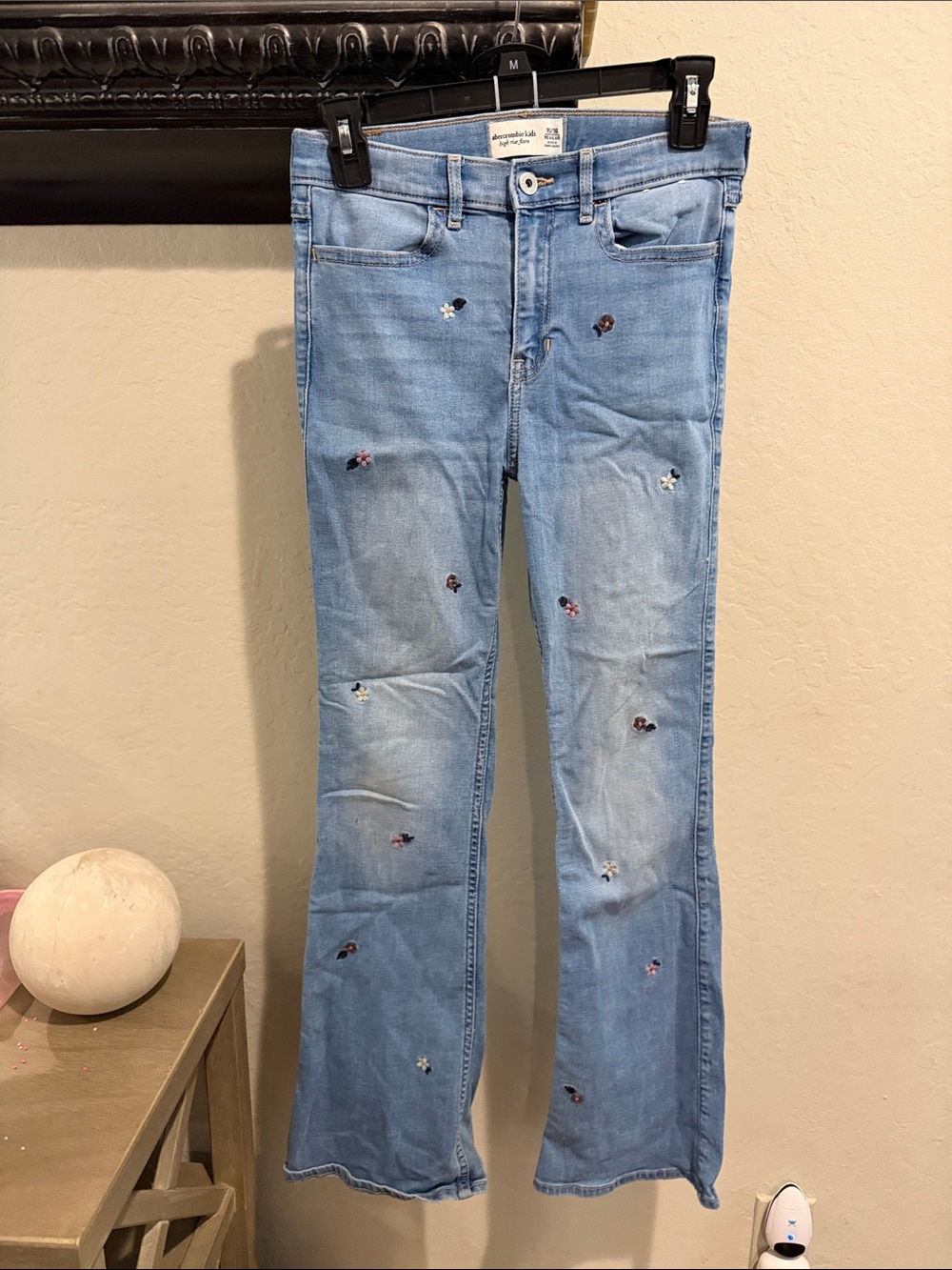 Abercrombie & Fitch Light Blue Embroidered Flare Jeans